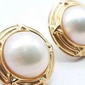 14k Gold Pearl Statement Earrings
